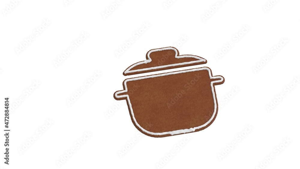 Poster 3d rendering of gingerbread symbol of pot isolated on white background