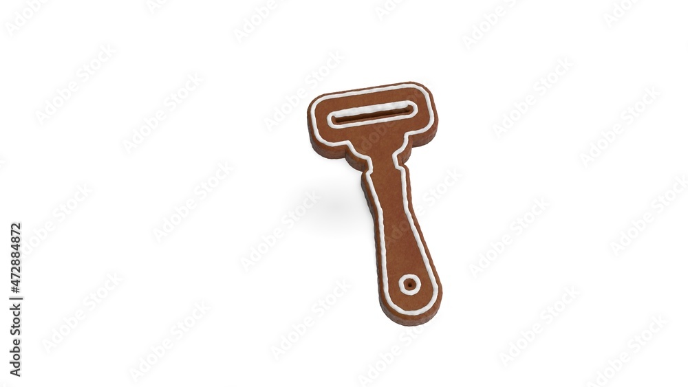 Aufkleber 3d rendering of gingerbread symbol of razor isolated on white background