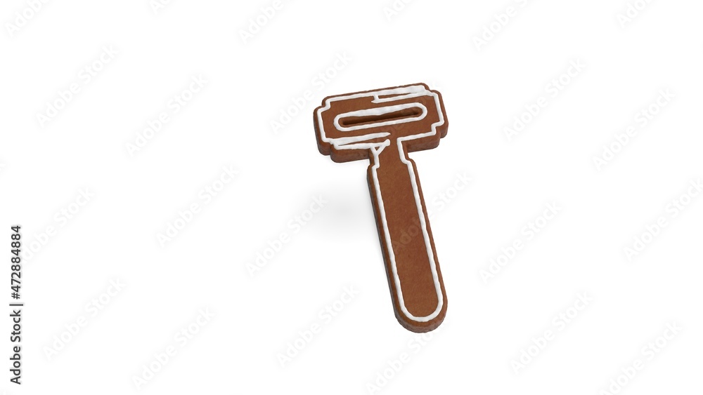 Aufkleber 3d rendering of gingerbread symbol of razor isolated on white background