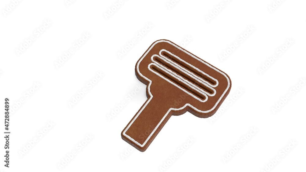 Poster 3d rendering of gingerbread symbol of razor isolated on white background