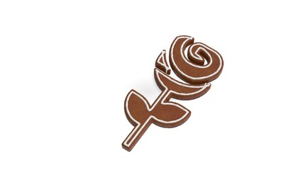 3d rendering of gingerbread symbol of rose isolated on white background
