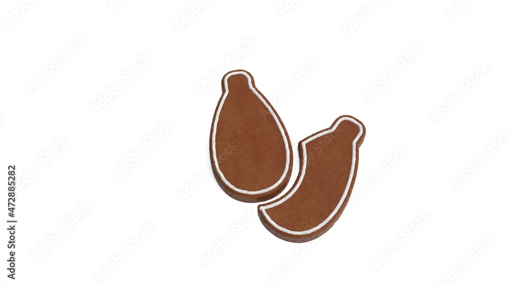 Poster 3d rendering of gingerbread symbol of sesame isolated on white background