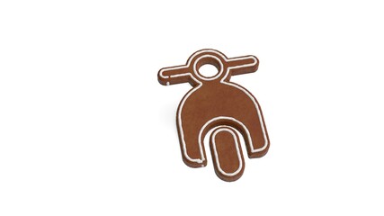 3d rendering of gingerbread symbol of scooter front view isolated on white background