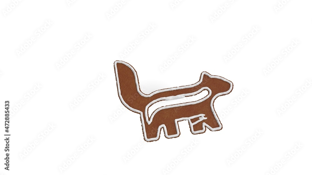 Poster 3d rendering of gingerbread symbol of skunk isolated on white background