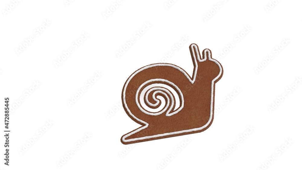 Poster 3d rendering of gingerbread symbol of snail isolated on white background
