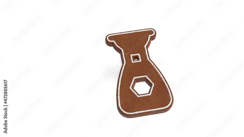 Poster 3d rendering of gingerbread symbol of soya sauce isolated on white background