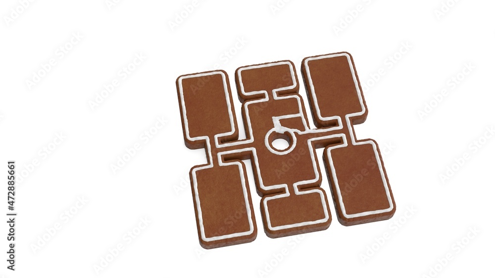 Poster 3d rendering of gingerbread symbol of space station isolated on white background