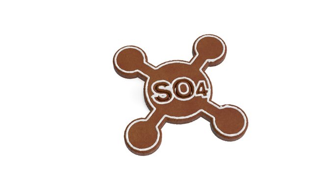 3d rendering of gingerbread symbol of sulfate isolated on white background