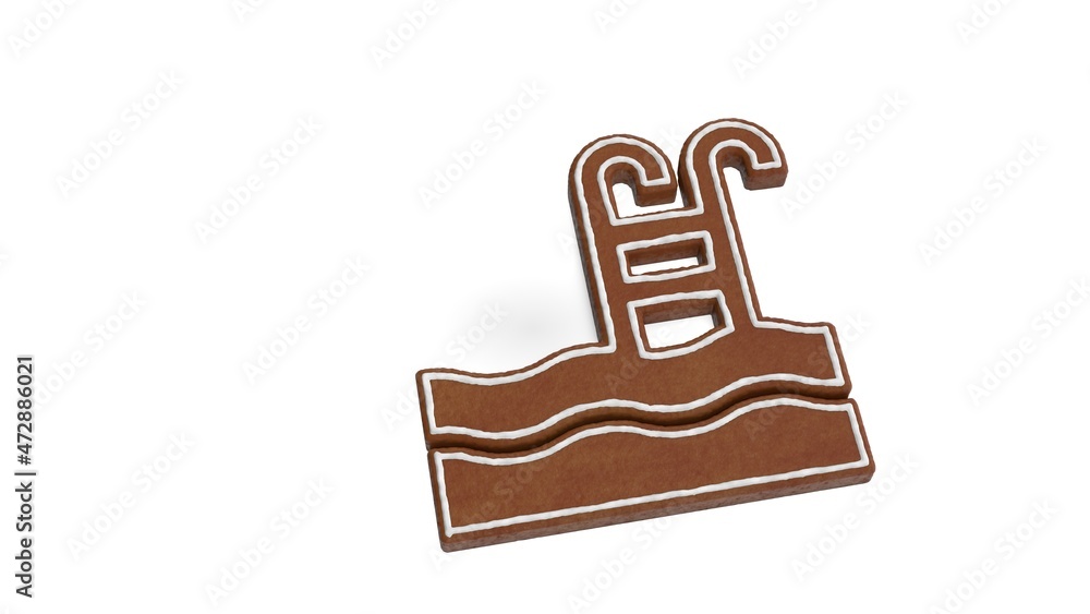 Poster 3d rendering of gingerbread symbol of swimming pool isolated on white background