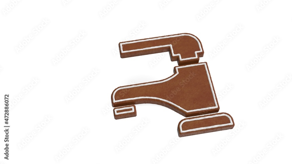 Poster 3d rendering of gingerbread symbol of tap isolated on white background