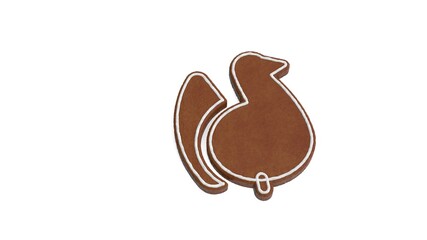 3d rendering of gingerbread symbol of turkey isolated on white background