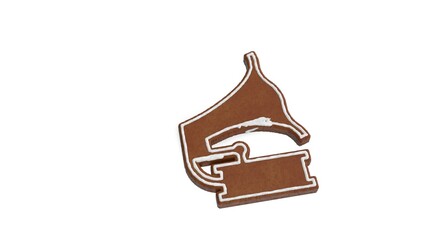 3d rendering of gingerbread symbol of vintage gramophone isolated on white background