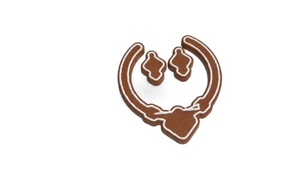 3d rendering of gingerbread symbol of vintage necklace and earrings isolated on white background