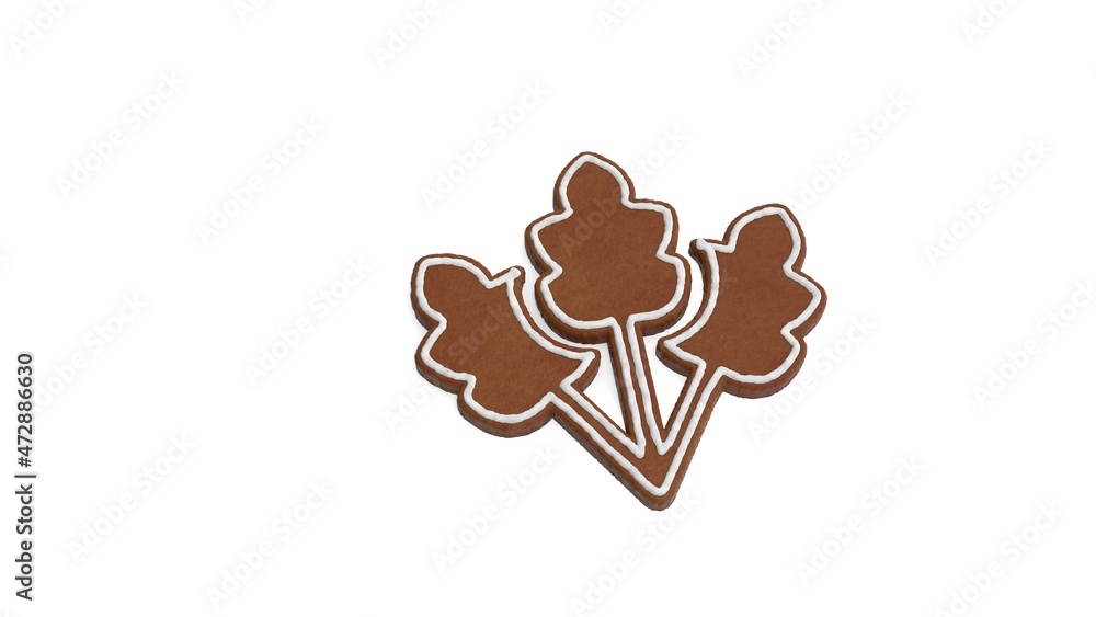 Poster 3d rendering of gingerbread symbol of wheat isolated on white background