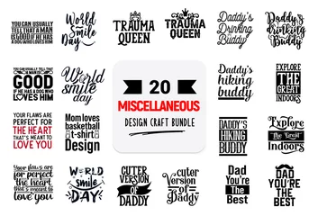 Wall murals Positive Typography Craft design bundle with miscellaneous lettering quotes.