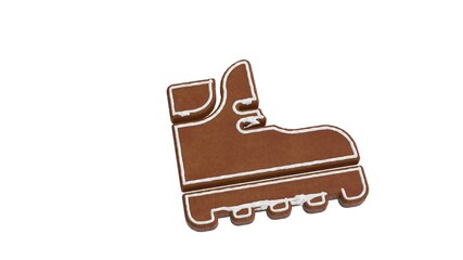 3d rendering of gingerbread symbol of work shoes isolated on white background
