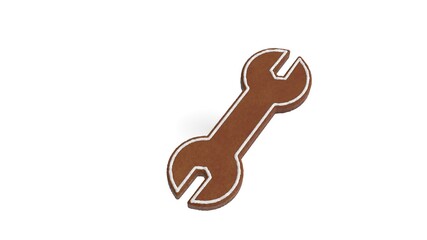 3d rendering of gingerbread symbol of wrench isolated on white background