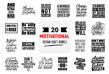 Craft design bundle with motivational lettering quotes. - obrazy, fototapety, plakaty