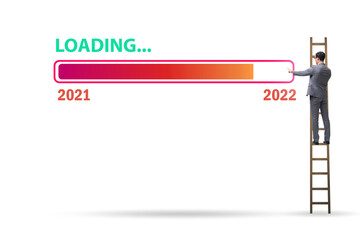 Concept of transitioning from year 2021 to 2022