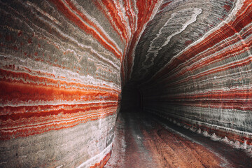 Underground tunnel in the potash salt mine