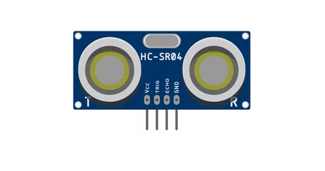 Fotobehang Ultrasonic sensor for Arduino, front view on white background. Ultrasonic Ranging Module HC - SR04 . Arduino distance sensor.  © fencifd