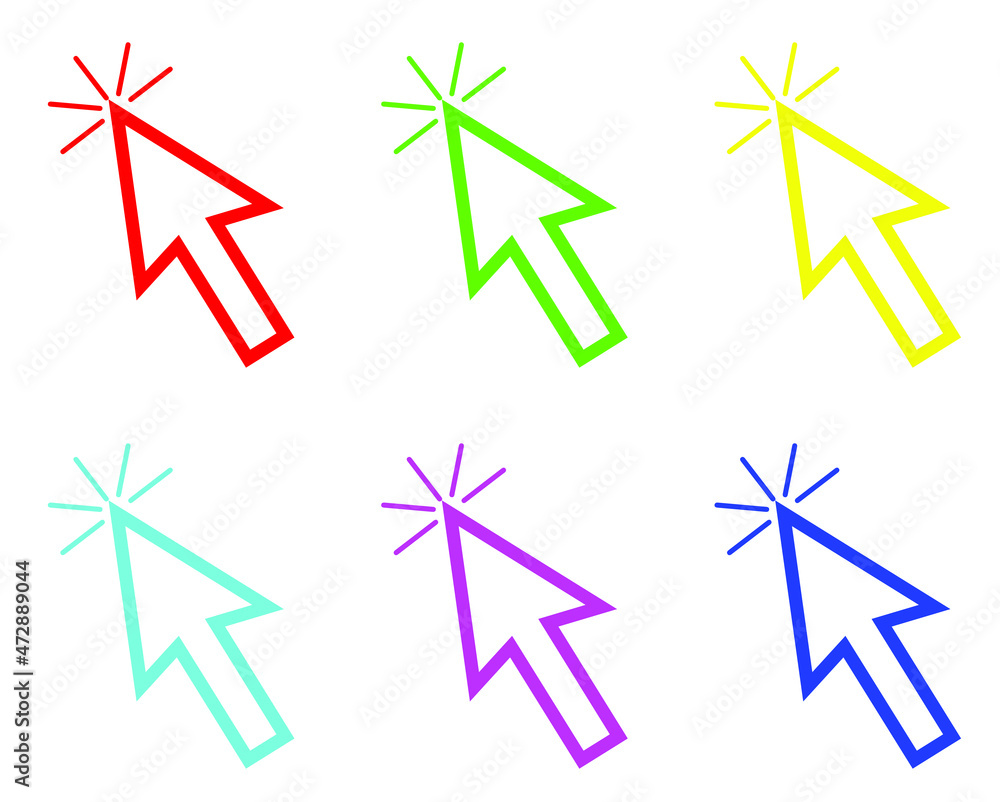 Poster cursor line icon. pointer arrow icon. click arrow. set of colorful arrow. arrow icon graphic vector 