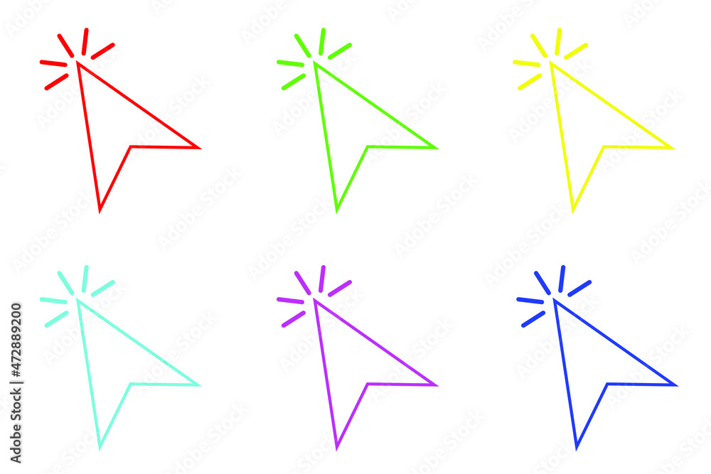 Poster cursor line icon. pointer arrow icon. click arrow. set of colorful arrow. arrow icon graphic vector 