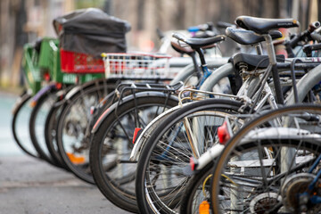 Fototapeta na wymiar Bicycles in the city of Vienna, Austria