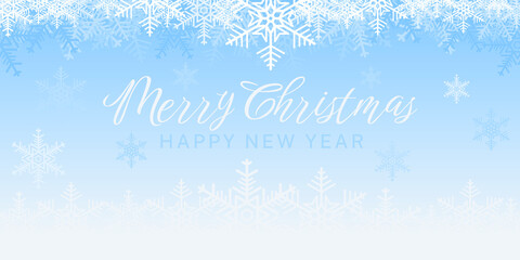 Abstract background gradient blue to white. Snowflake banner pattern merry christmas and happy new year. Design elements for backdrop, wallpaper, wall, card, cover, poster. Vector illustration.