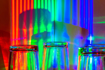 Abstract color reflection in drinking glasses