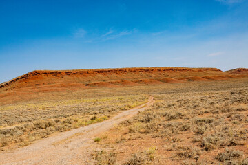 USA, Wyoming, Rawlins, scenic Red Buttes from US Hwy 287