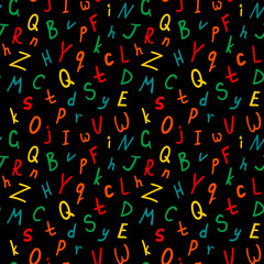 Alphabetical vector seamless pattern, abc colorful pattern for background, wrapping paper, fabrics and other designs