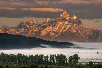 USA, Wyoming, Grand Teton National Park. Sunrise on Teton Range mountains.