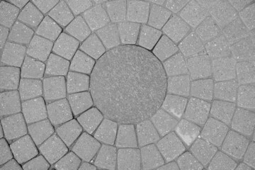 Circular stone pavement texture background from the top view