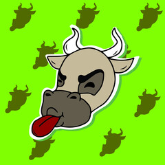 Vector children's bull design for stickers,social media banners,postcards