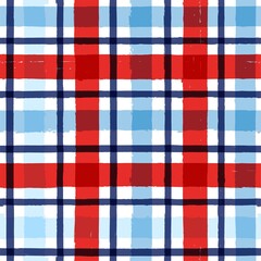 Plaid check patten. Seamless vector tartan texture print. dark navy, blue, red and white watercolor stripes, checkered male graphic background.