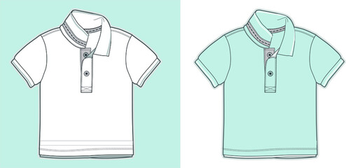 POLO shirt design template for boys vector illustration, Polo t shirt flat sketch