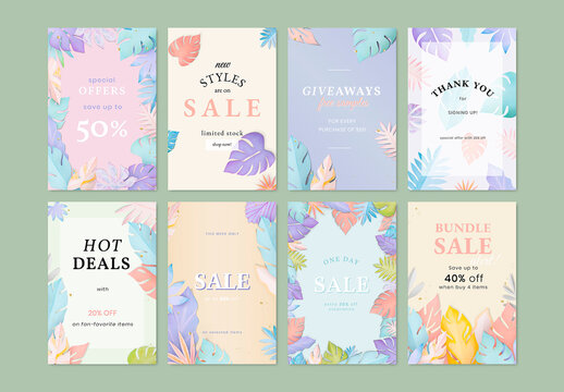 Summer Leaf Banner Layout Set