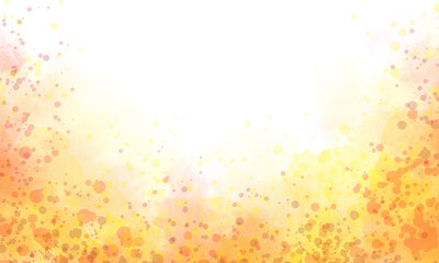 Abstract translucent watercolor background, splashes and splashes in orange, red, purple and yellow tones. Copy space, horizontal banner.