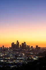 Fototapeta na wymiar Downtown Los Angeles skyscrapers at sunset