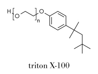 Triton x-100 detergent molecule. Skeletal formula.