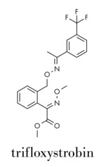 Trifloxystrobin fungicide molecule. Skeletal formula.