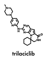 Fototapeta premium Trilaciclib cancer drug molecule. Skeletal formula.