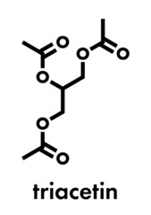 Triacetin (glycerin triacetate) molecule. Skeletal formula.