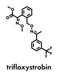 Trifloxystrobin fungicide molecule. Skeletal formula.