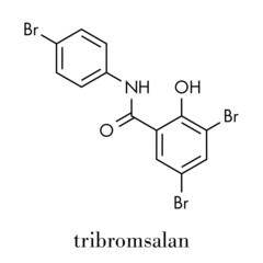 Tribromsalan disinfectant molecule. Skeletal formula.