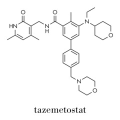 Tazemetostat cancer drug molecule. Skeletal formula.