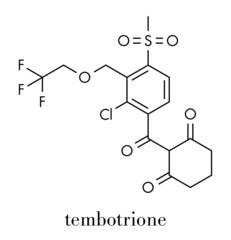 Tembotrione herbicide molecule. Skeletal formula.