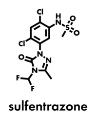 Sulfentrazone herbicide molecule. Skeletal formula.