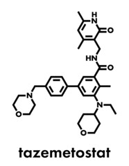 Fototapeta premium Tazemetostat cancer drug molecule. Skeletal formula.